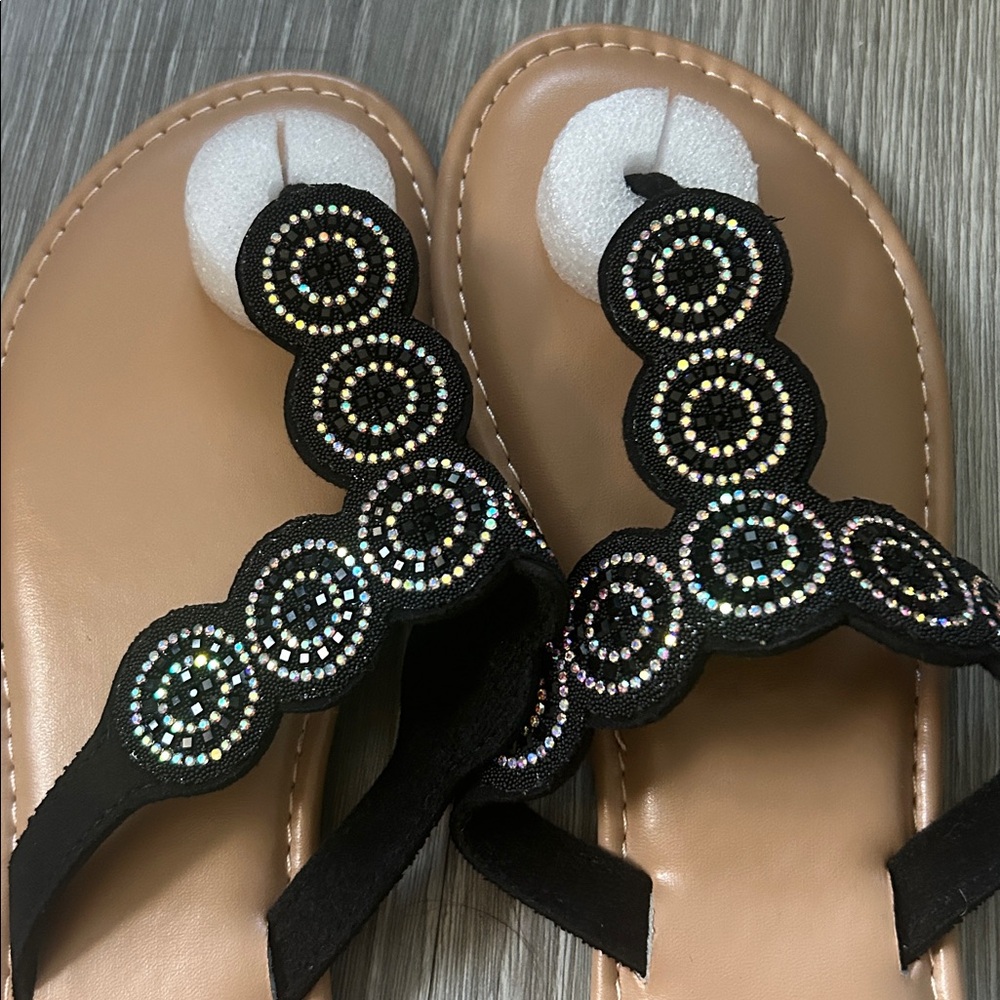 NWT Women’s Sparkle Flat Slide Sandals - Picture 2 of 3